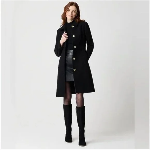 J Crew Factory Wool-blend lady day coat AT107 Size 8 NWT Black - Picture 1 of 9